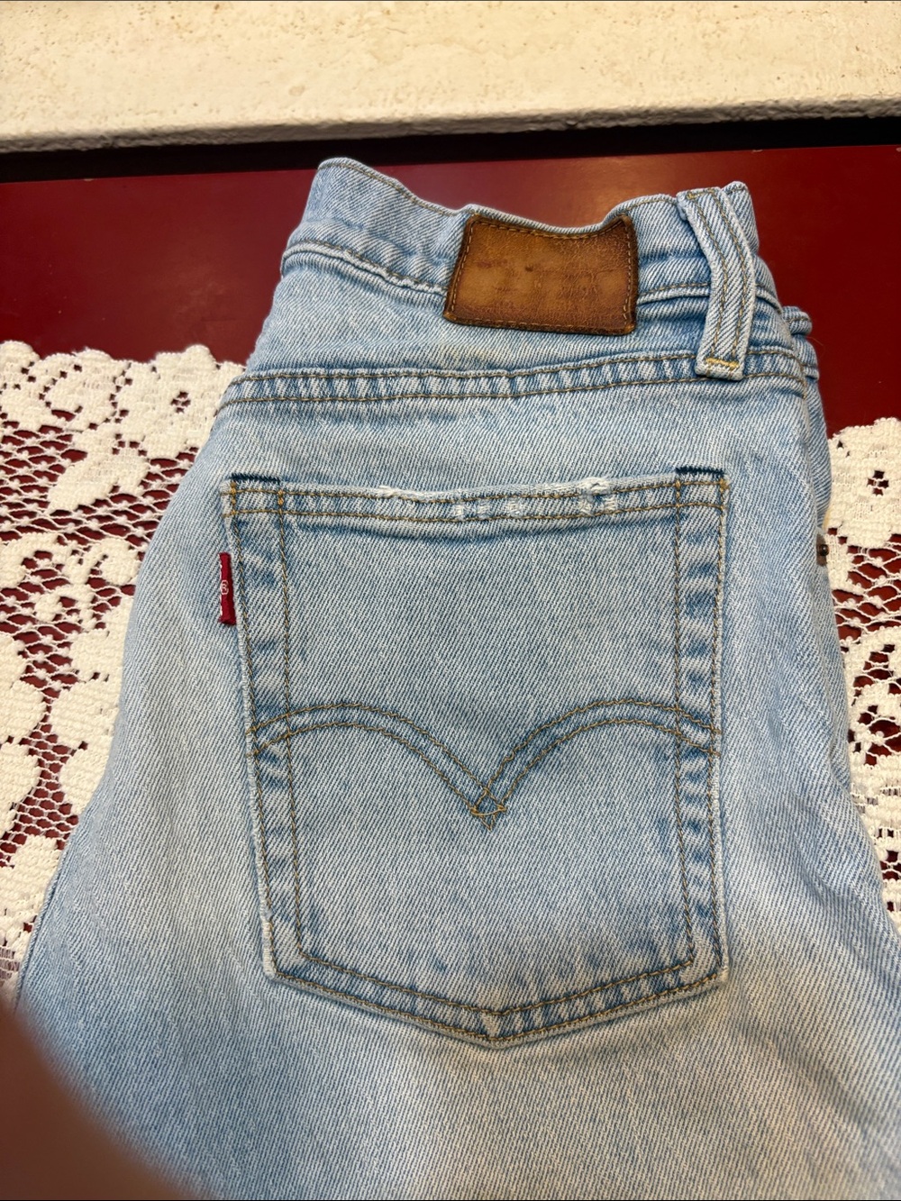 Levi's Light Blue Denim Jeans with Brown Patch and Red Tab
